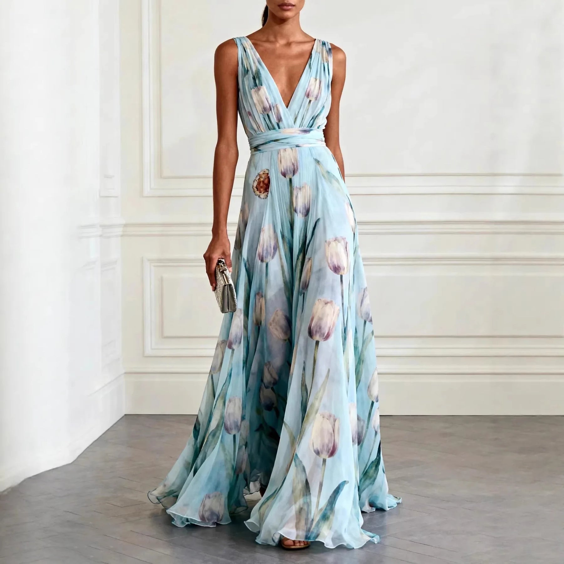 Christiana | Women's Sleeveless Floral Wedding Guest Dress