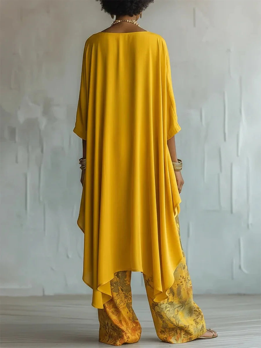 Chrystal | Women's Asymmetrical Printed Wide Leg Two Piece Matching Set