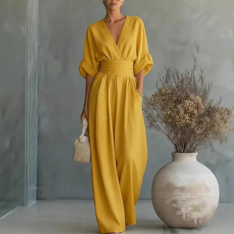 Cinnamon | Women's High Waist Wide Leg Jumpsuit