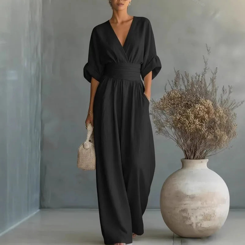 Cinnamon | Women's High Waist Wide Leg Jumpsuit