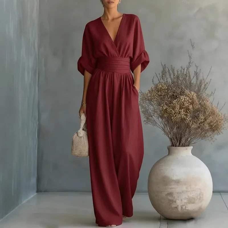 Cinnamon | Women's High Waist Wide Leg Jumpsuit