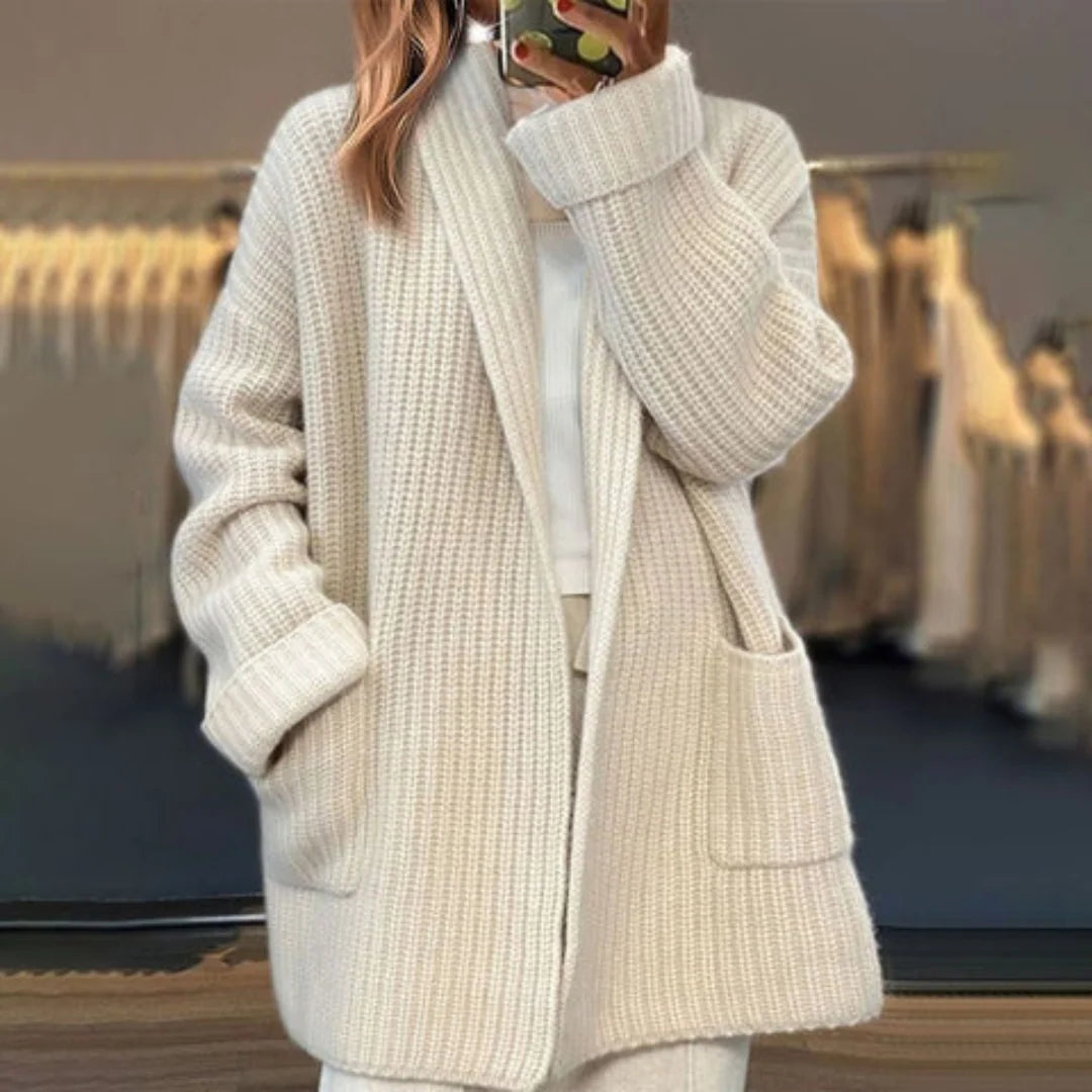 Clarabelle | Women’s Long Sleeve Open Front Pocket Knit Cardigan