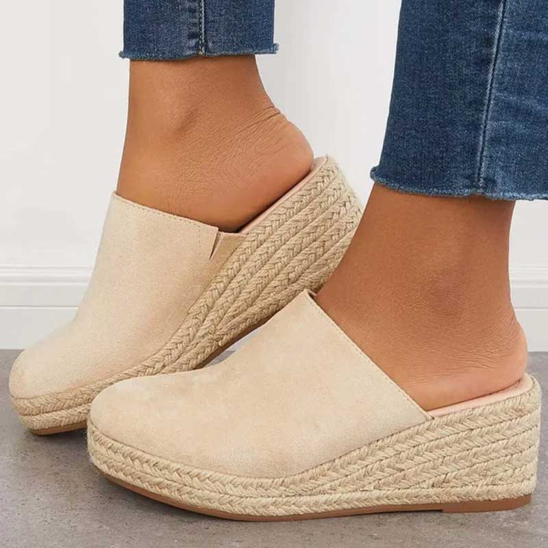 Claribel | Women’s Closed Toe Slip On Platform Wedge Slides