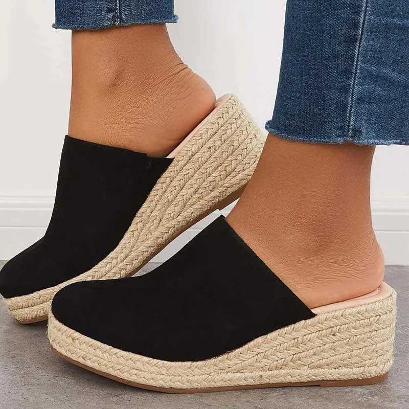 Claribel | Women’s Closed Toe Slip On Platform Wedge Slides