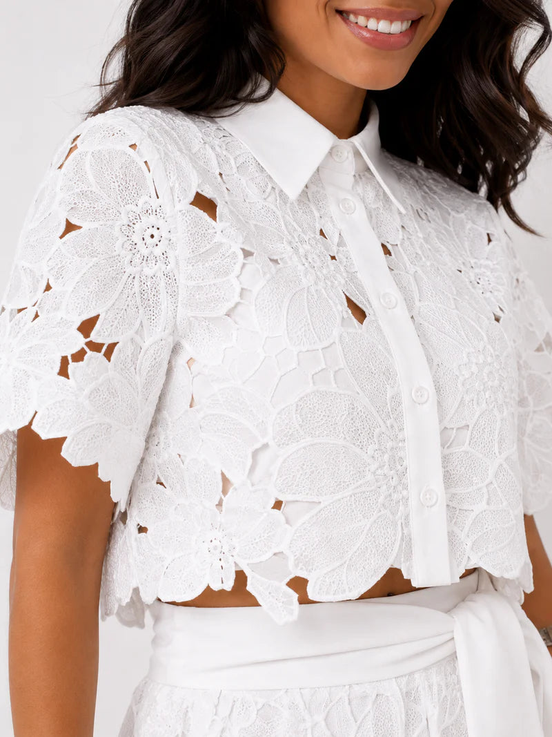 Clarina | Women’s Short Sleeve Wide Leg Collared Two Piece Set