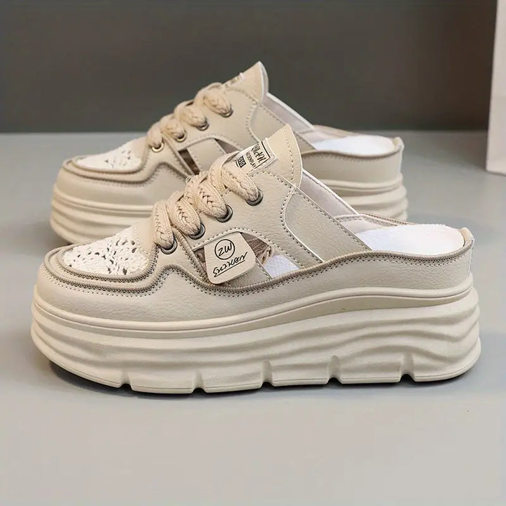 Clarissa | Women's Lace-Up Platform Open Back Shoes