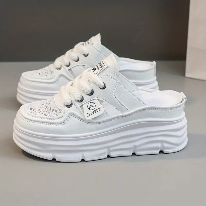 Clarissa | Women's Lace-Up Platform Open Back Shoes