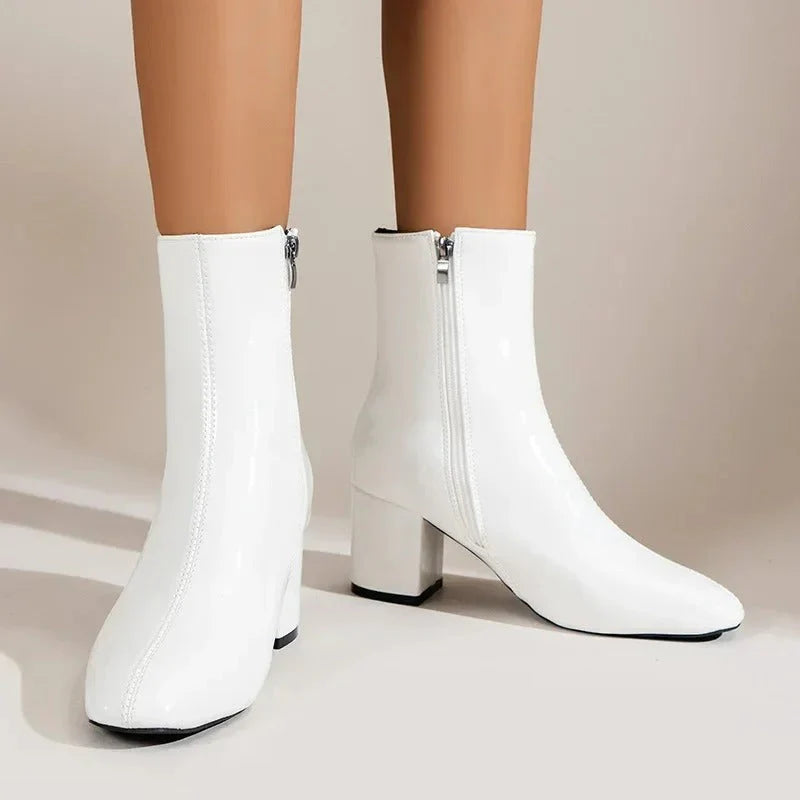 Claudia | Women's Side Zip Block Heel Pointed Toe Boots