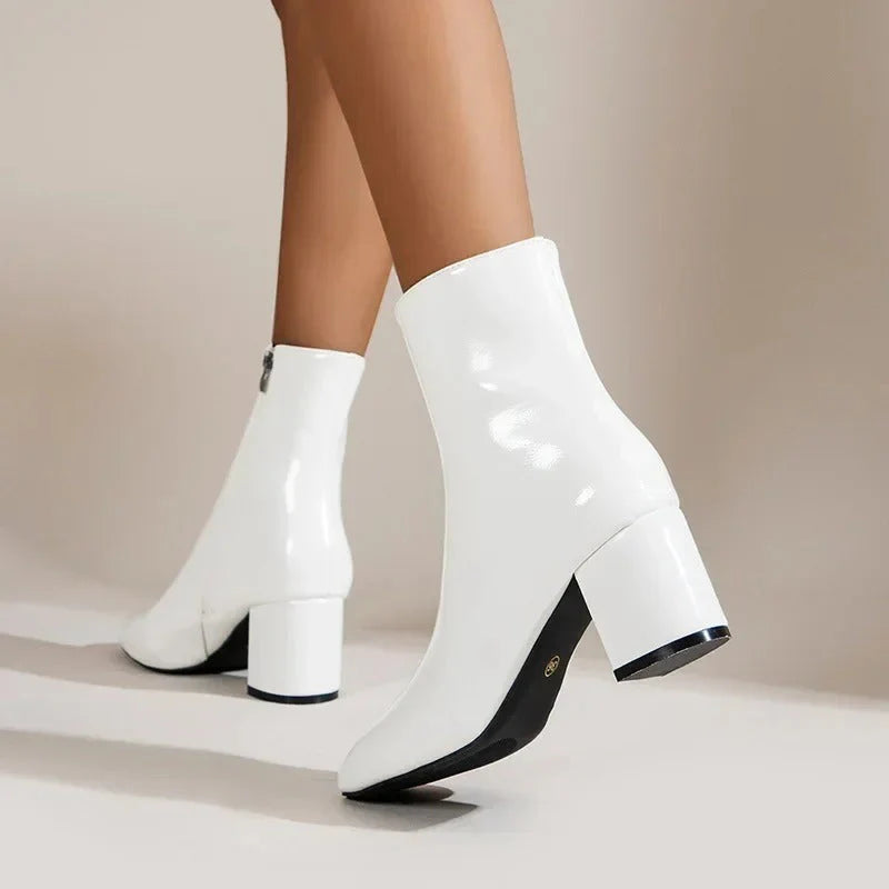 Claudia | Women's Side Zip Block Heel Pointed Toe Boots