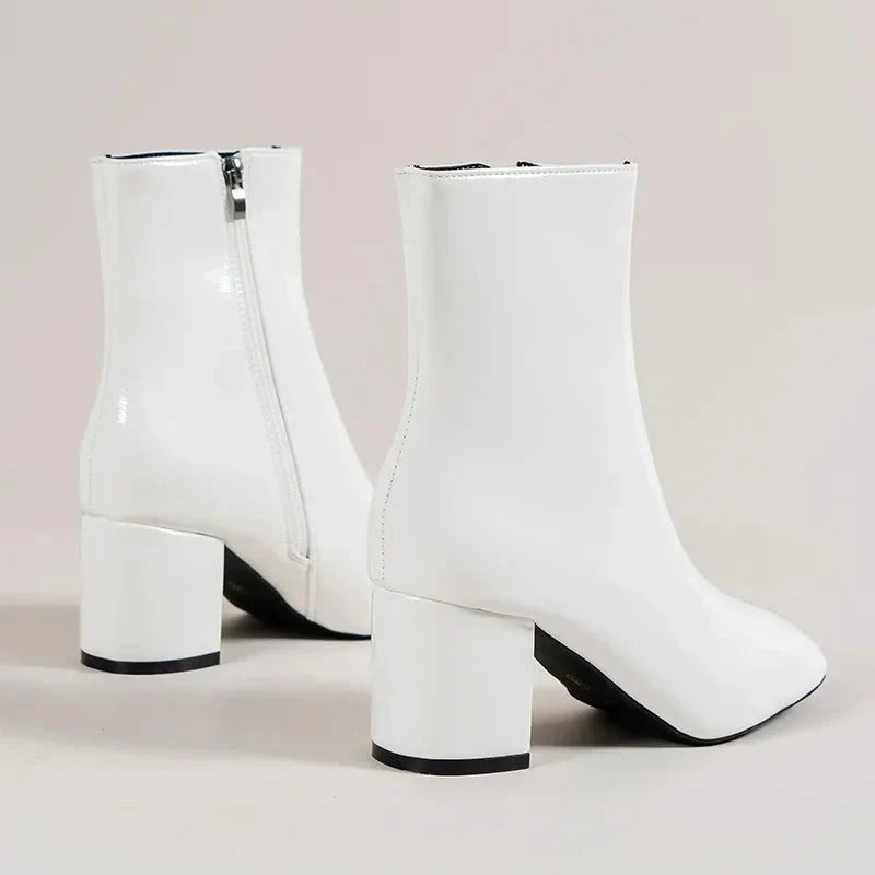 Claudia | Women's Side Zip Block Heel Pointed Toe Boots