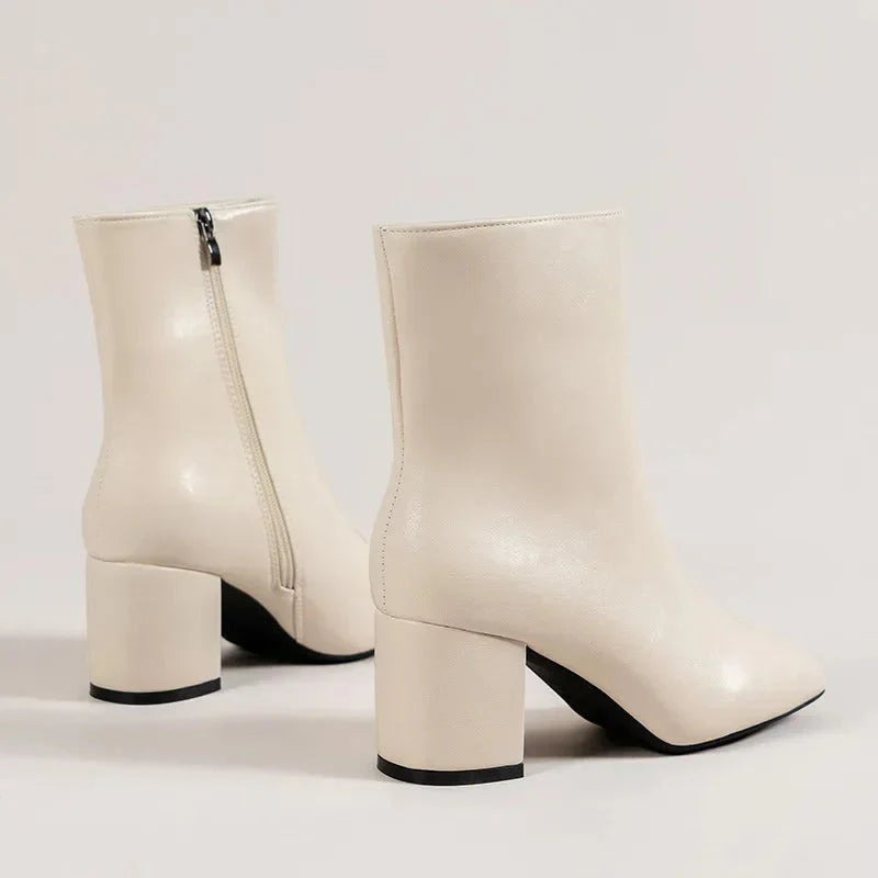Claudia | Women's Side Zip Block Heel Pointed Toe Boots