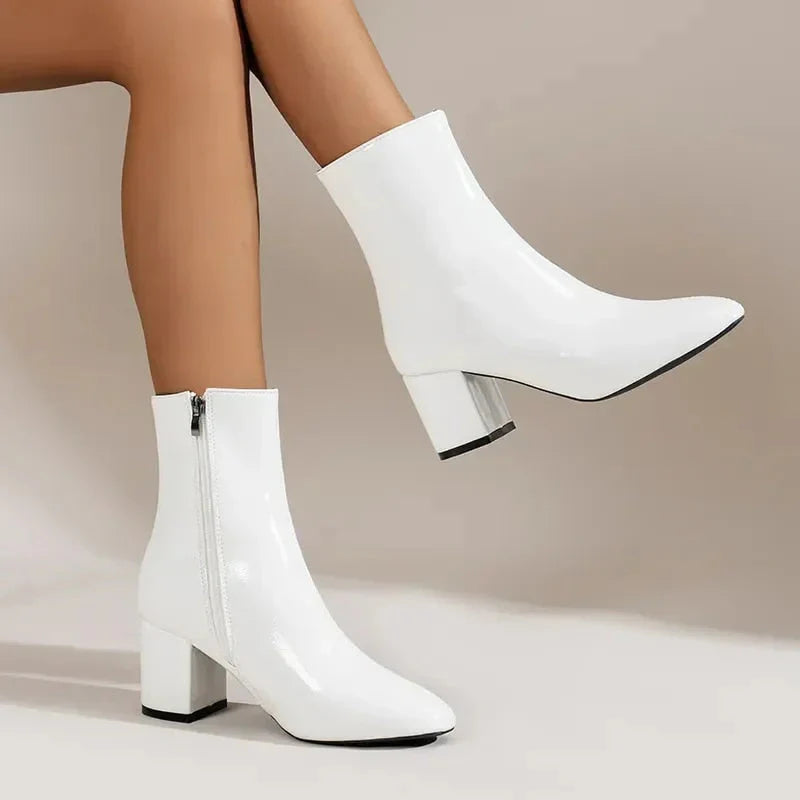 Claudia | Women's Side Zip Block Heel Pointed Toe Boots