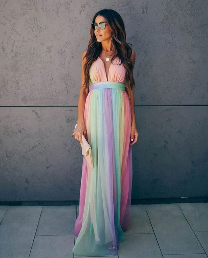 Cleopatra | Women's V Neck Sleeveless Flowy Wedding Guest Dress