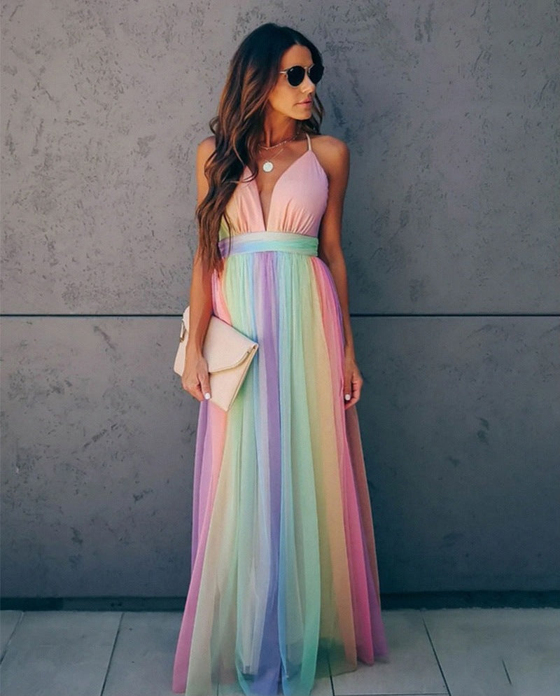 Cleopatra | Women's V Neck Sleeveless Flowy Wedding Guest Dress