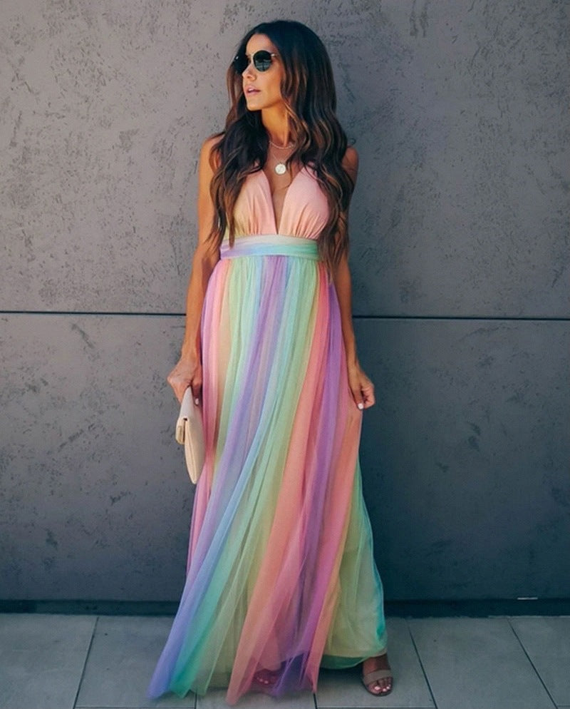 Cleopatra | Women's V Neck Sleeveless Flowy Wedding Guest Dress