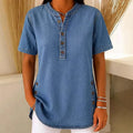 Clista | Women’s Short Sleeve Button Front Collared Denim Shirt