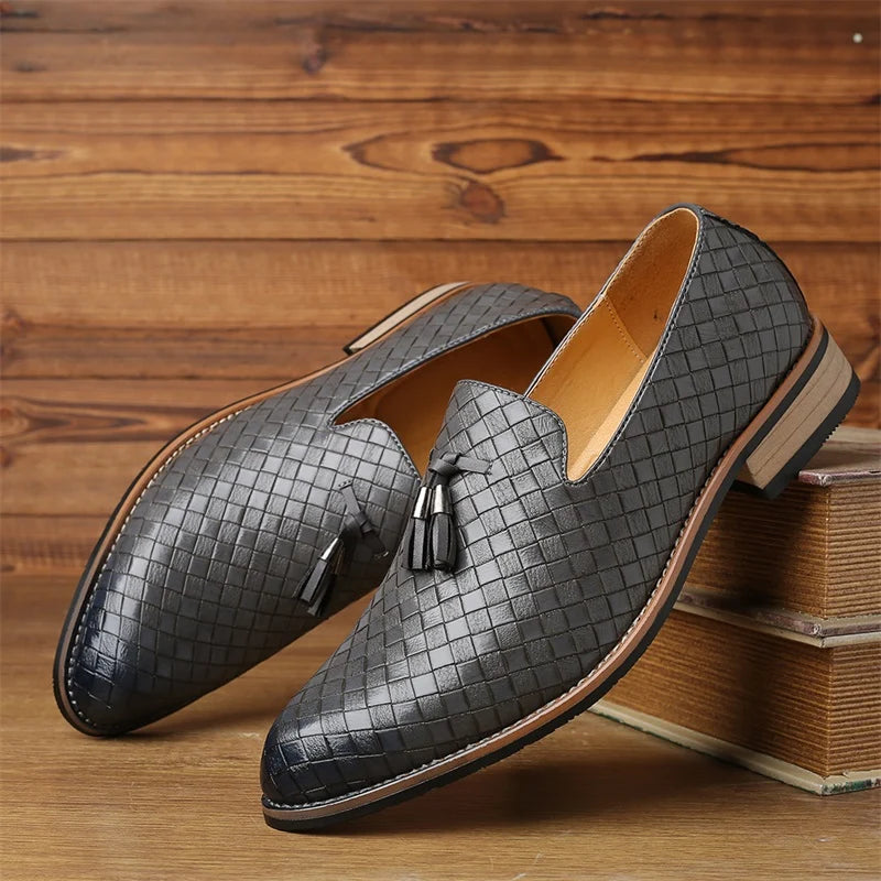 Cohen | Men’s Pointed Toe Slip On Low Block Heel Dress Loafers
