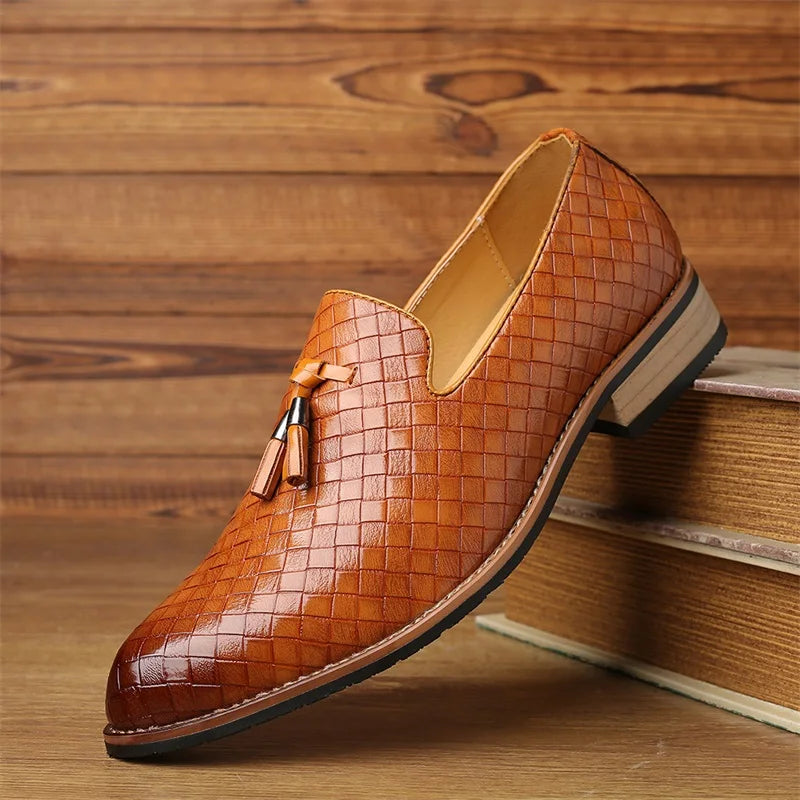 Cohen | Men’s Pointed Toe Slip On Low Block Heel Dress Loafers