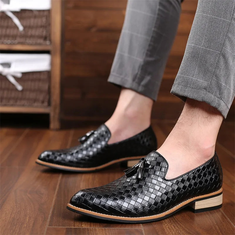 Cohen | Men’s Pointed Toe Slip On Low Block Heel Dress Loafers