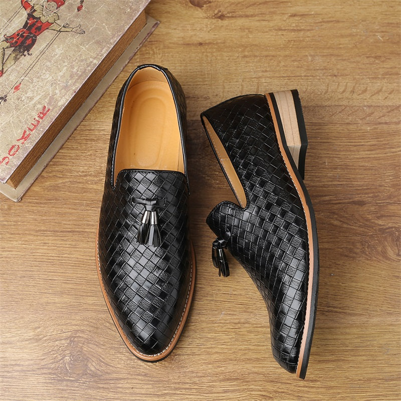 Cohen | Men’s Pointed Toe Slip On Low Block Heel Dress Loafers