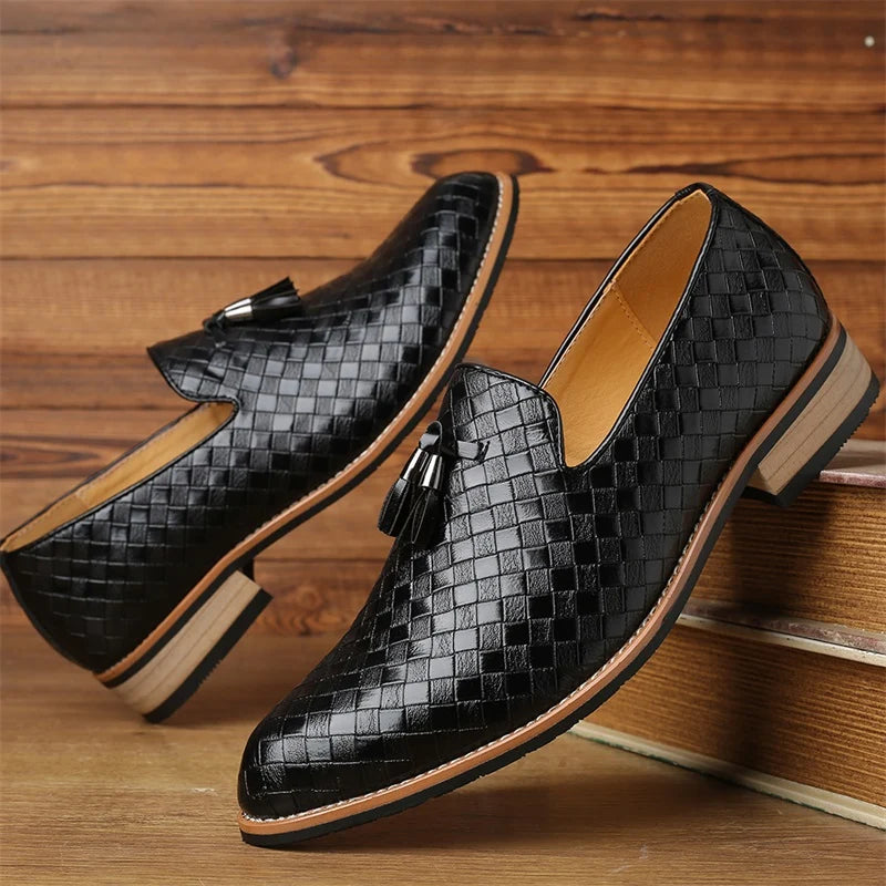 Cohen | Men’s Pointed Toe Slip On Low Block Heel Dress Loafers