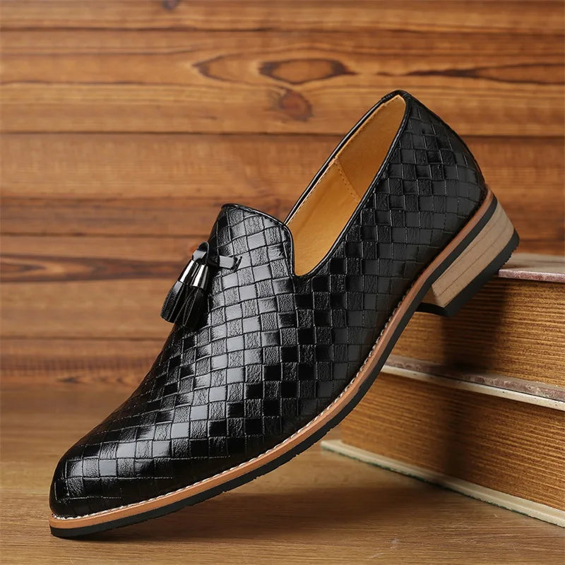 Cohen | Men’s Pointed Toe Slip On Low Block Heel Dress Loafers