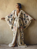 Corine | Women’s Floral Waist Tie V Neck Flowy Maxi Dress