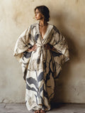 Corrie | Women’s Floral Print V Neck Waist Tie Flowy Maxi Dress