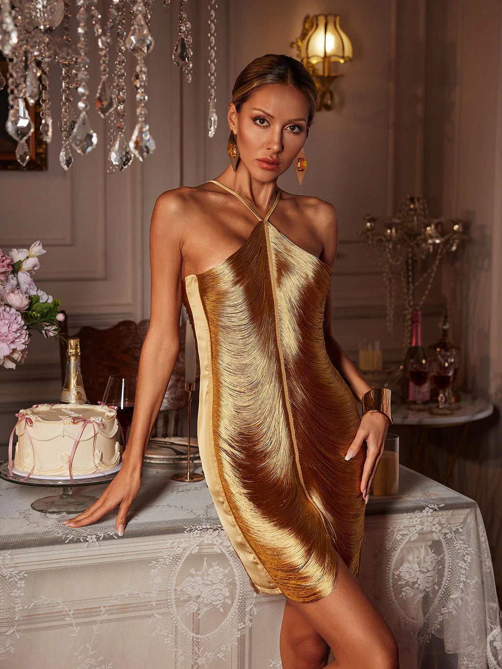 Coyla | Women’s Halter Neck Sleeveless Grad Party Mini Dress