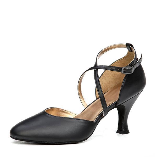 Cristal | Women's Cross Strap Buckle Black Dance Heels