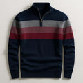 Cristian | Men’s Striped Zip Polo Long Sleeve Sweater