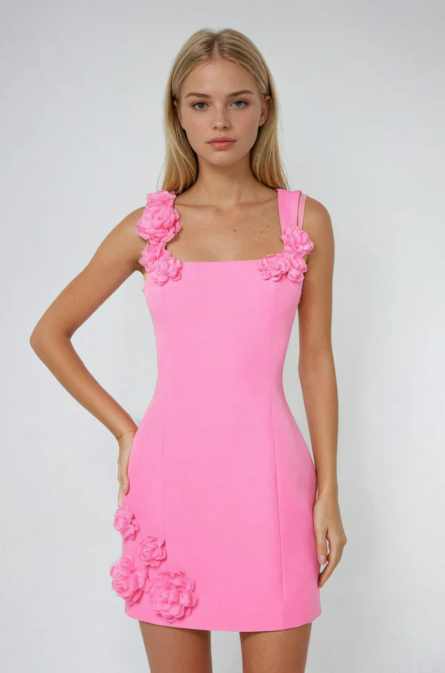 Cynthia | Women's Floral Square Neck Sleeveless Mini Dress