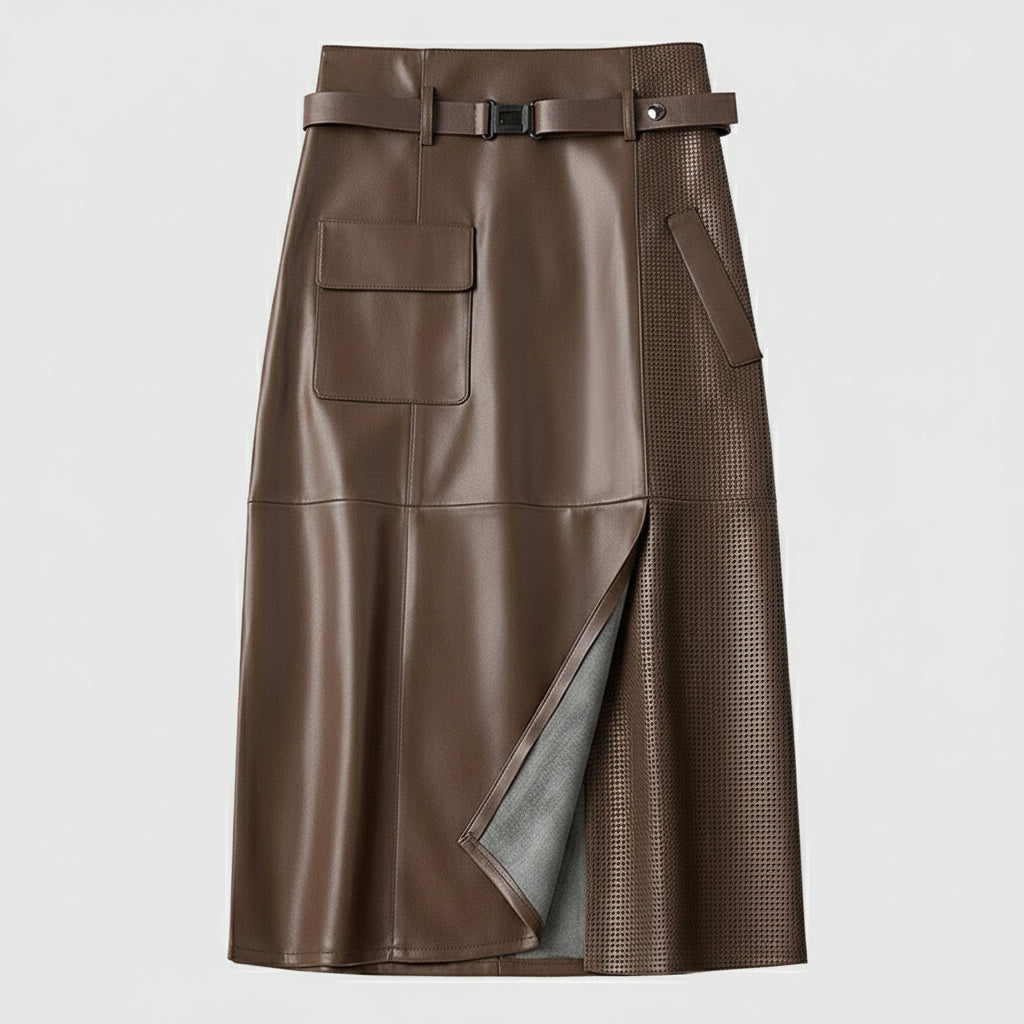 Daesha | Women's Asymmetrical Buckle Pocket Skirt