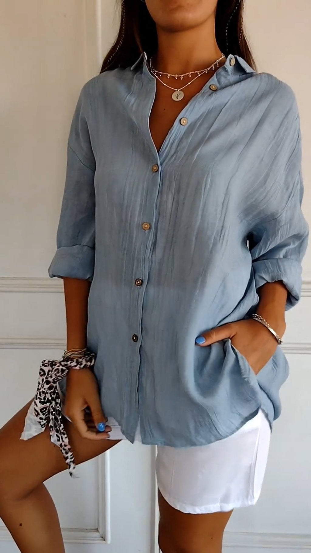 Dagmar | Women's V Neck Button-Up Long Sleeve Shirt