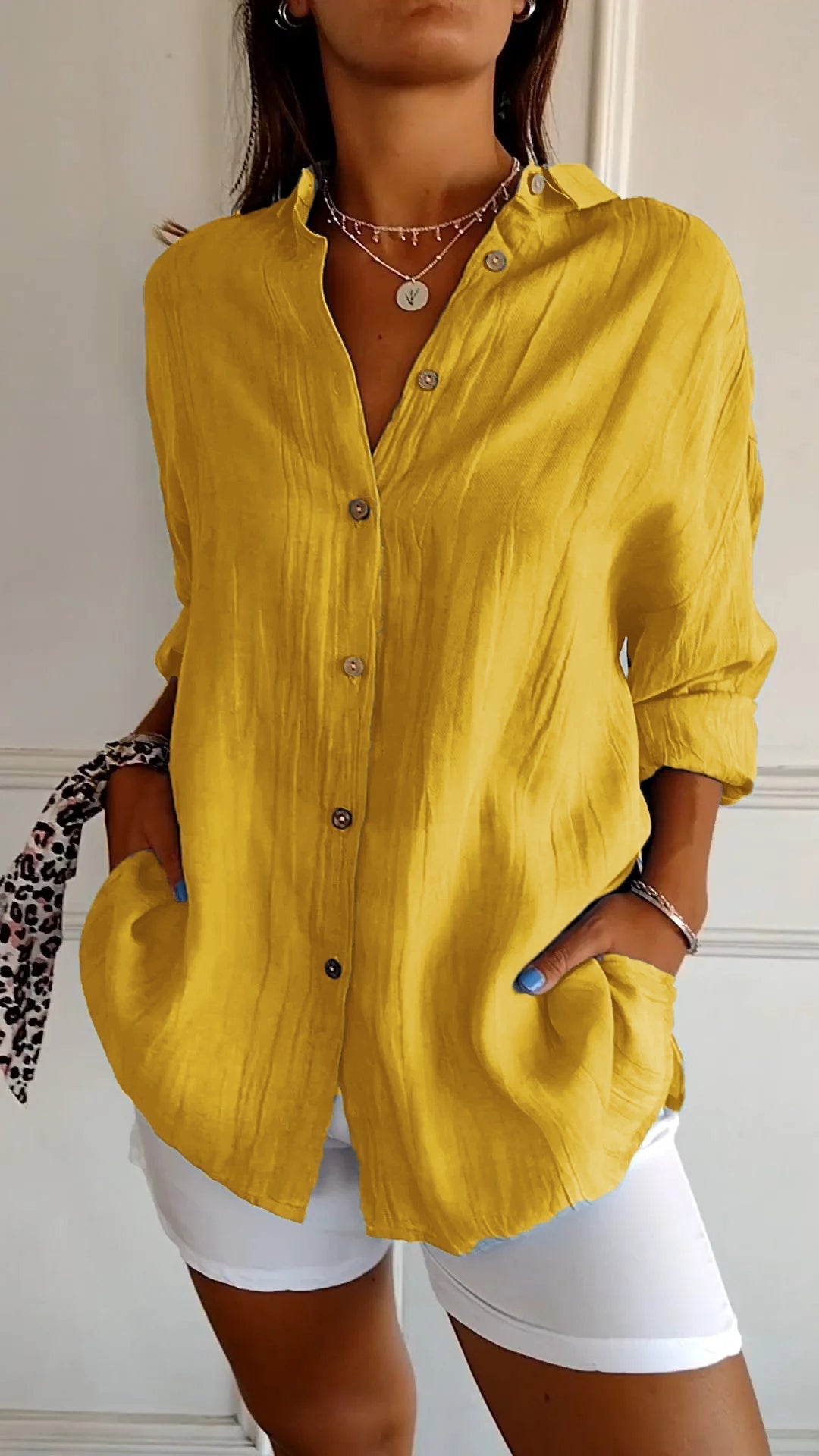 Dagmar | Women's V Neck Button-Up Long Sleeve Shirt