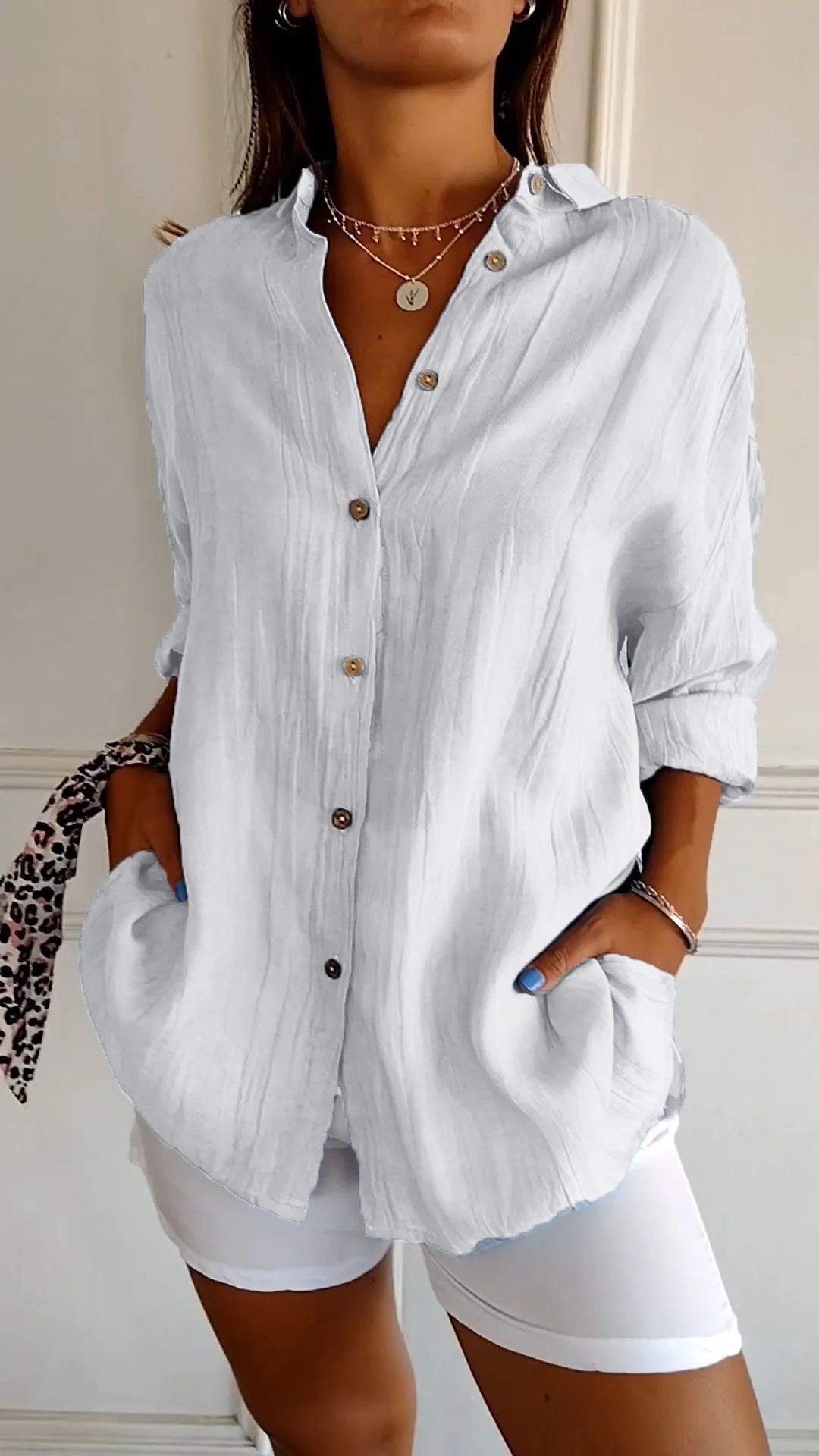 Dagmar | Women's V Neck Button-Up Long Sleeve Shirt