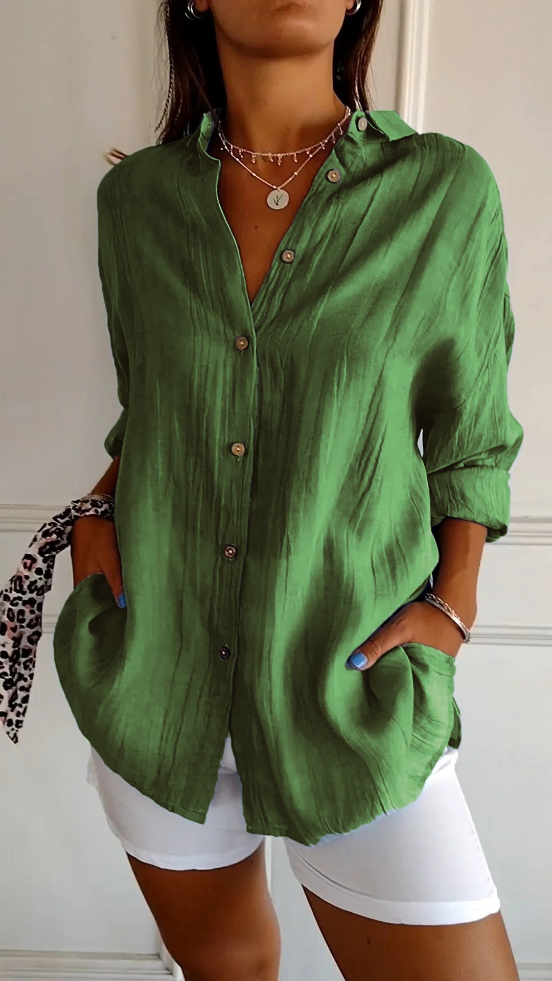 Dagmar | Women's V Neck Button-Up Long Sleeve Shirt