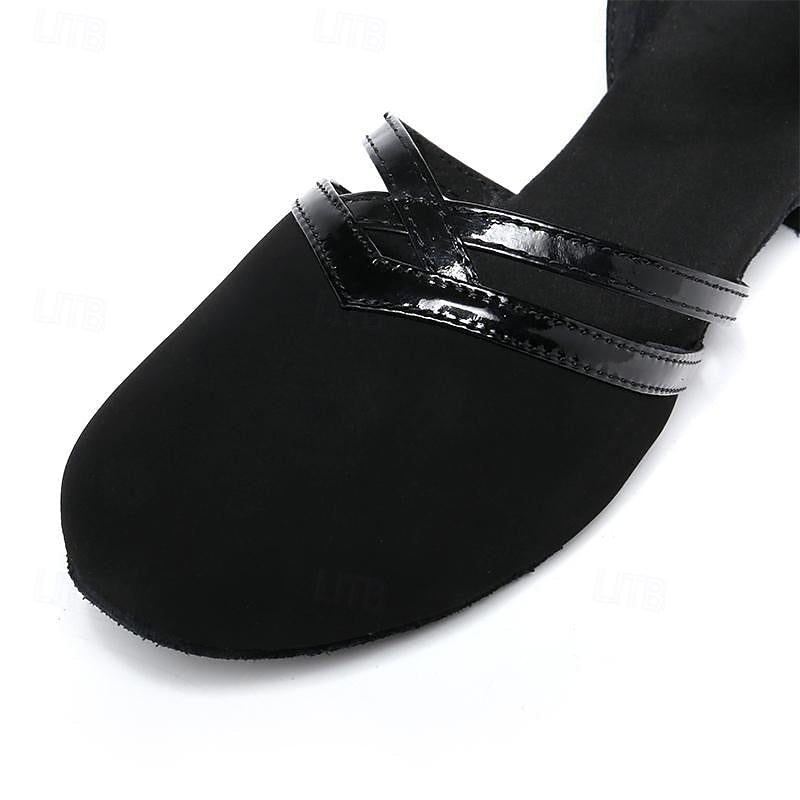 Dahna | Women's Round Toe Criss Cross Black Dance Shoes