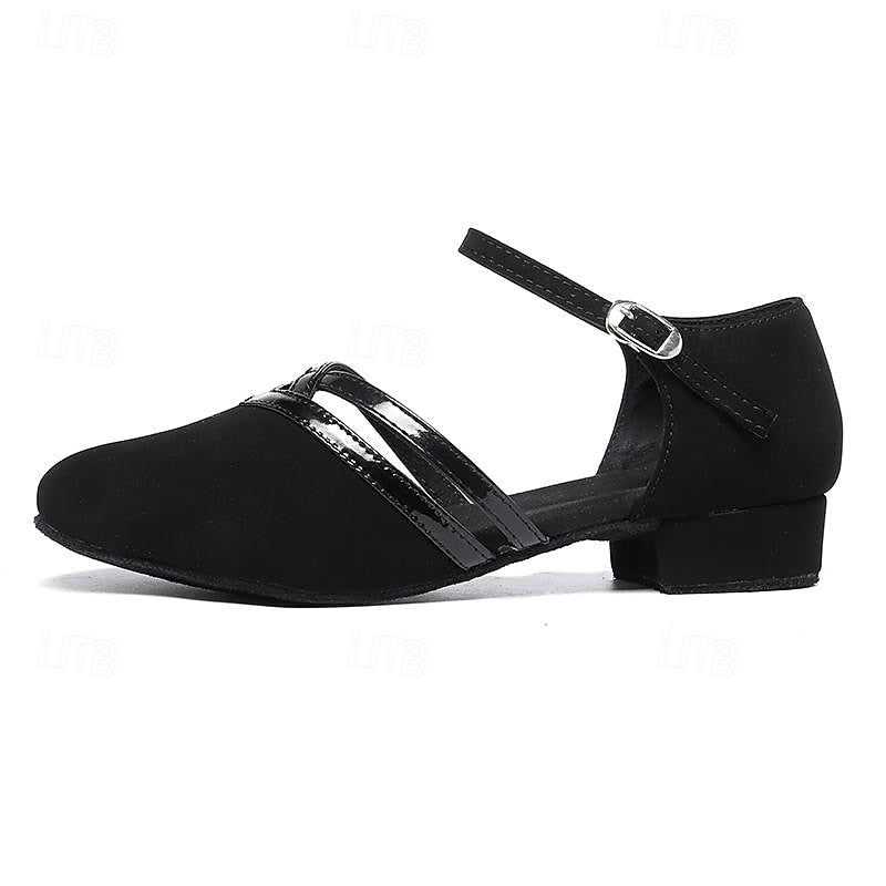 Dahna | Women's Round Toe Criss Cross Black Dance Shoes