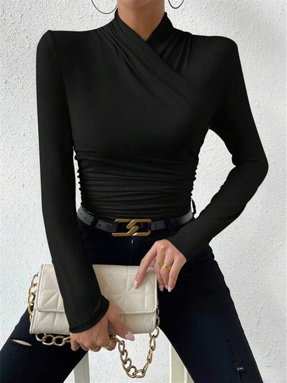 Dale | Women's Crossover High Neck Long Sleeve Top