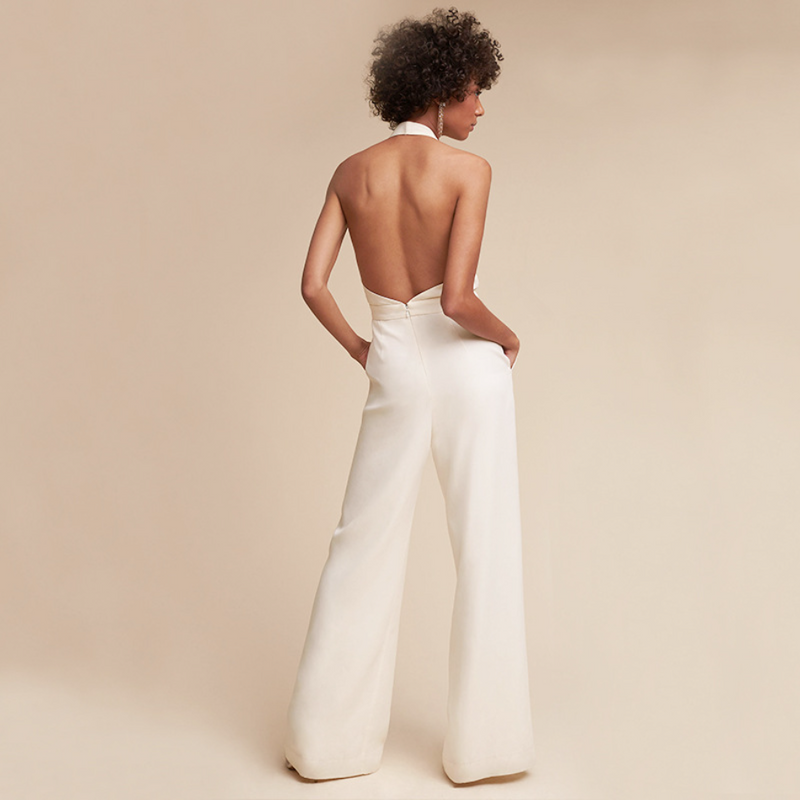 Dalia | Women's Sleeveless Wide Leg V Neck Jumpsuit