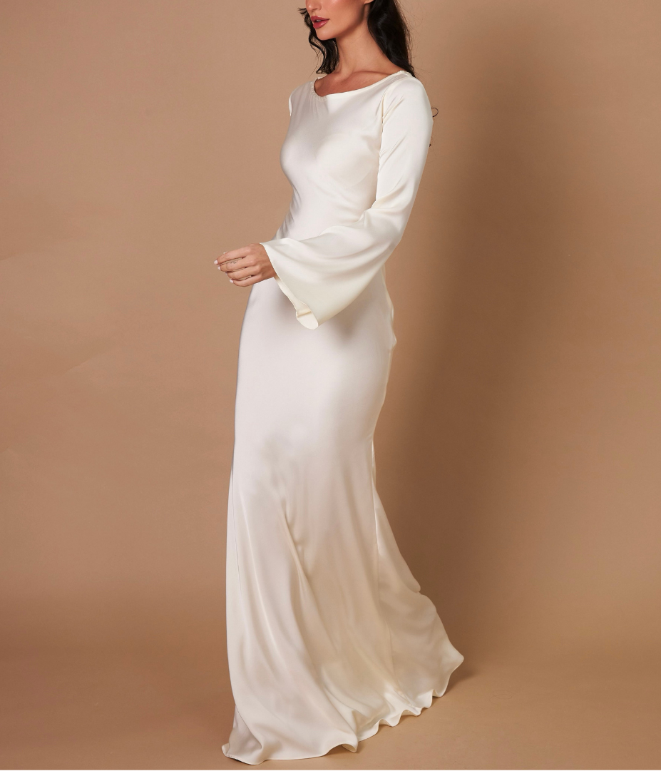 Dalila | Women's Long Sleeve Cowl Neck Wedding Guest Dress