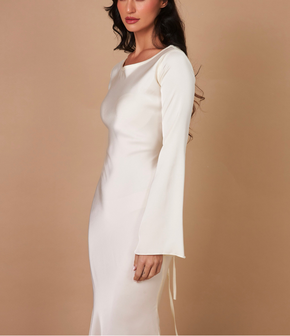 Dalila | Women's Long Sleeve Cowl Neck Wedding Guest Dress