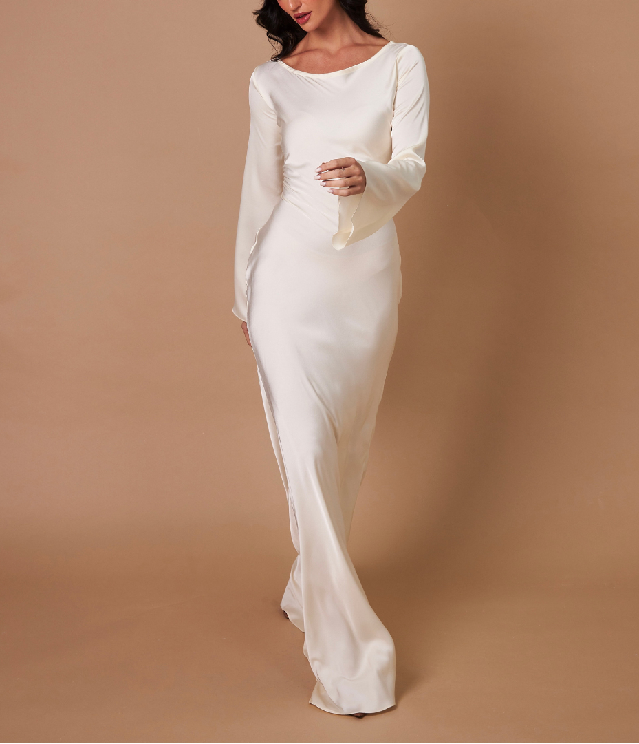 Dalila | Women's Long Sleeve Cowl Neck Wedding Guest Dress