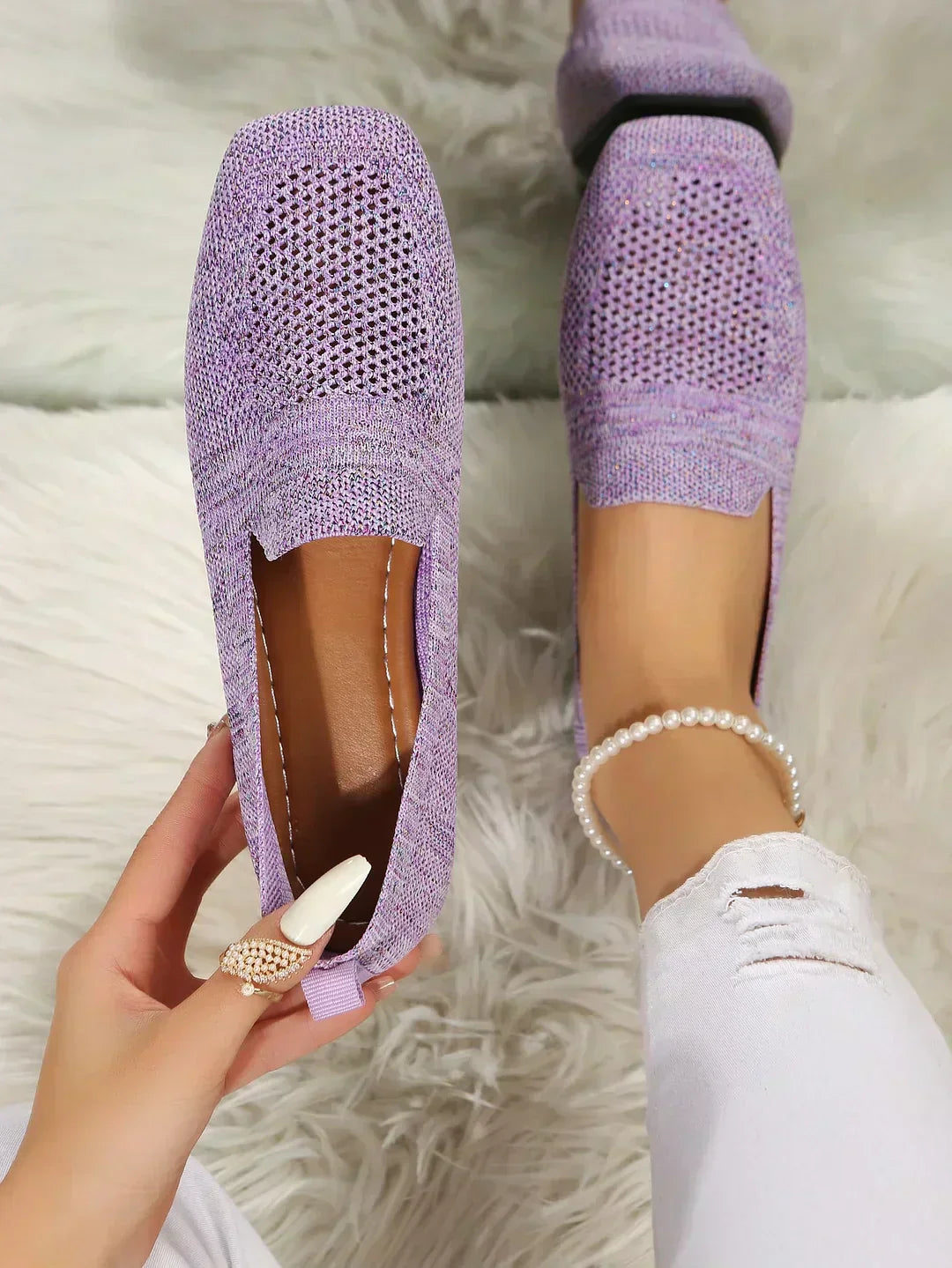 Danielle | Women's Mesh Square Toe Slip On Summer Shoes