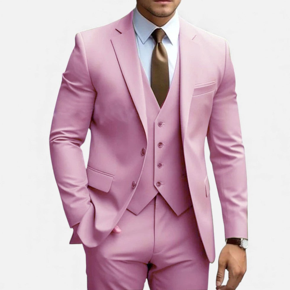 Gilberto | Men's Notched Collar Three Piece Matching Suit