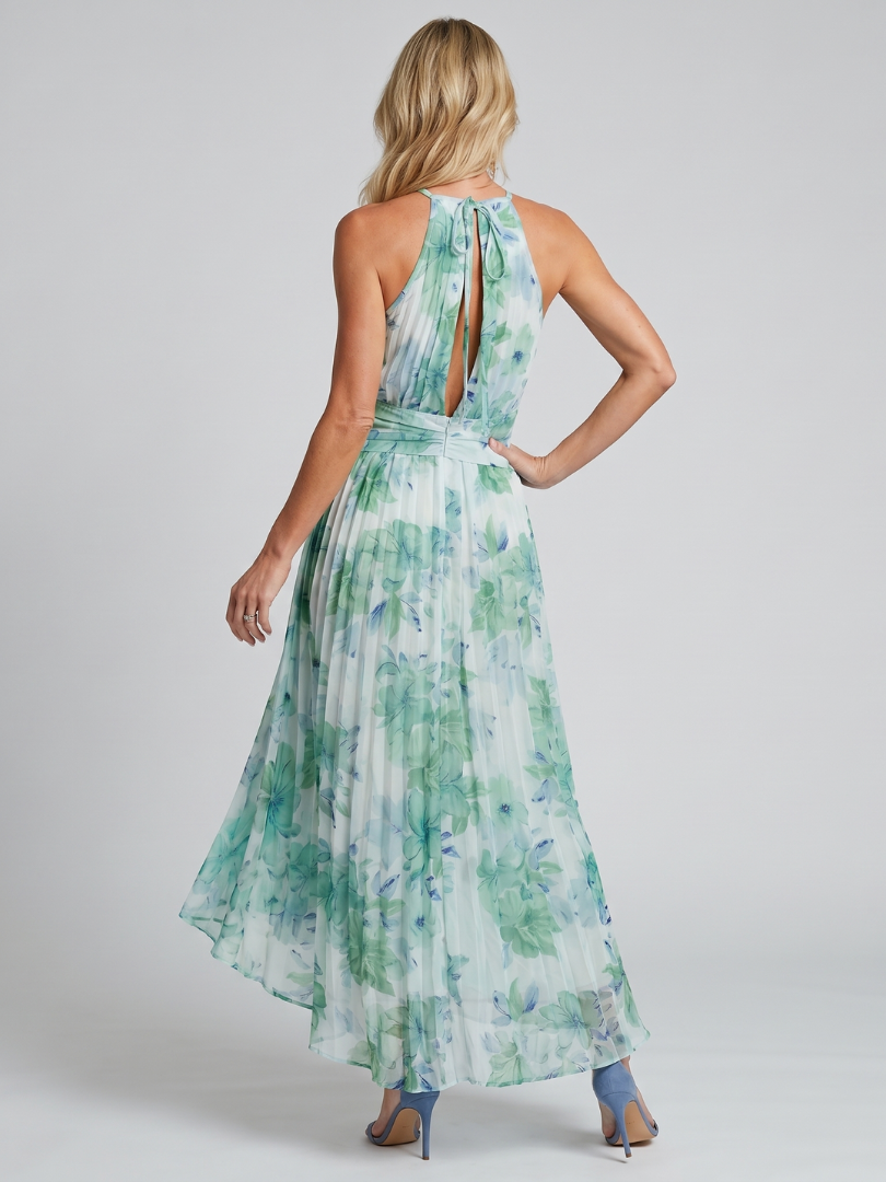Darcie | Women's Halter Neck Floral Pattern Midi Dress