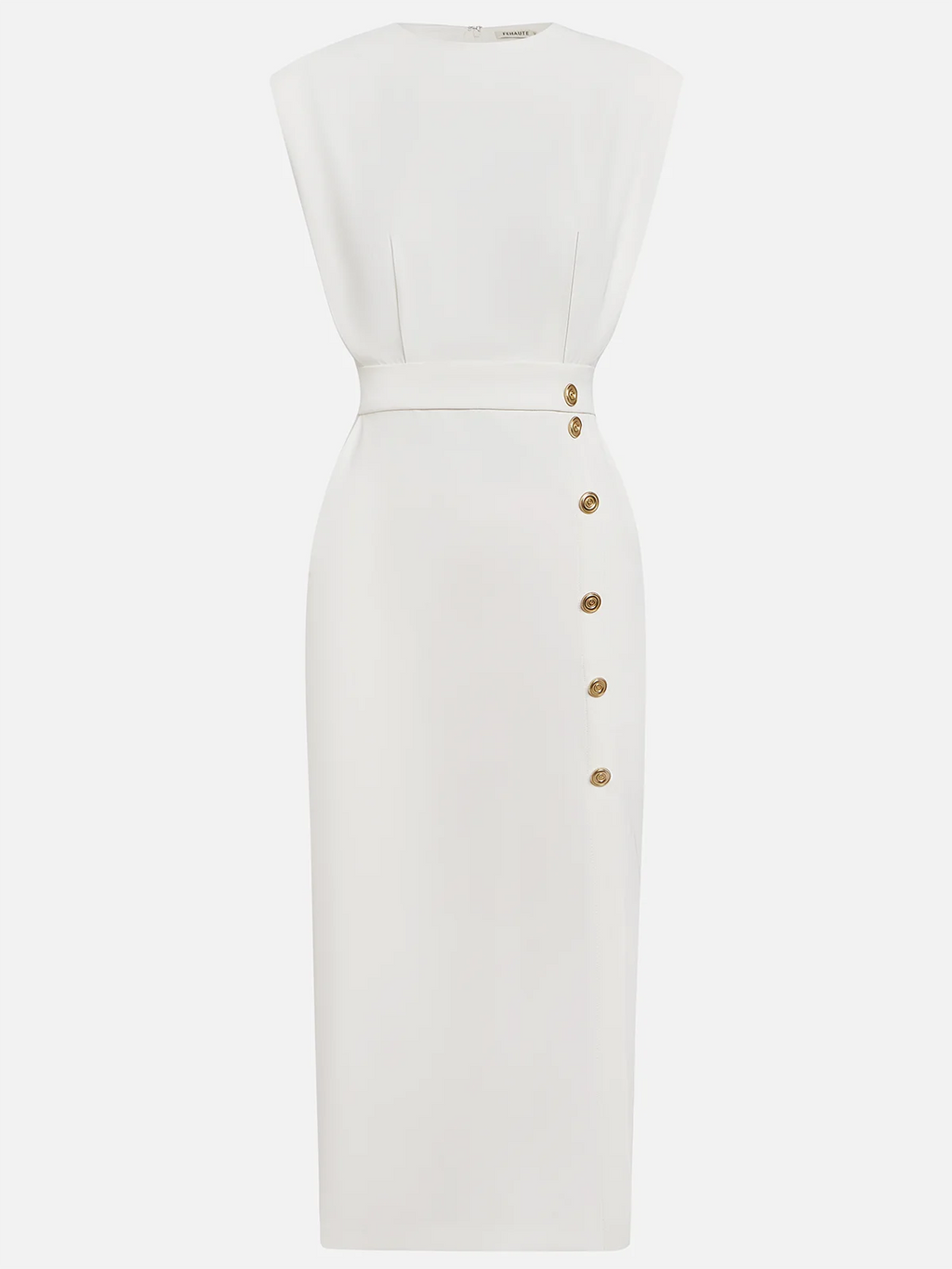 Daria | Women's Sleeveless Round Neck Front Slit Midi Dress