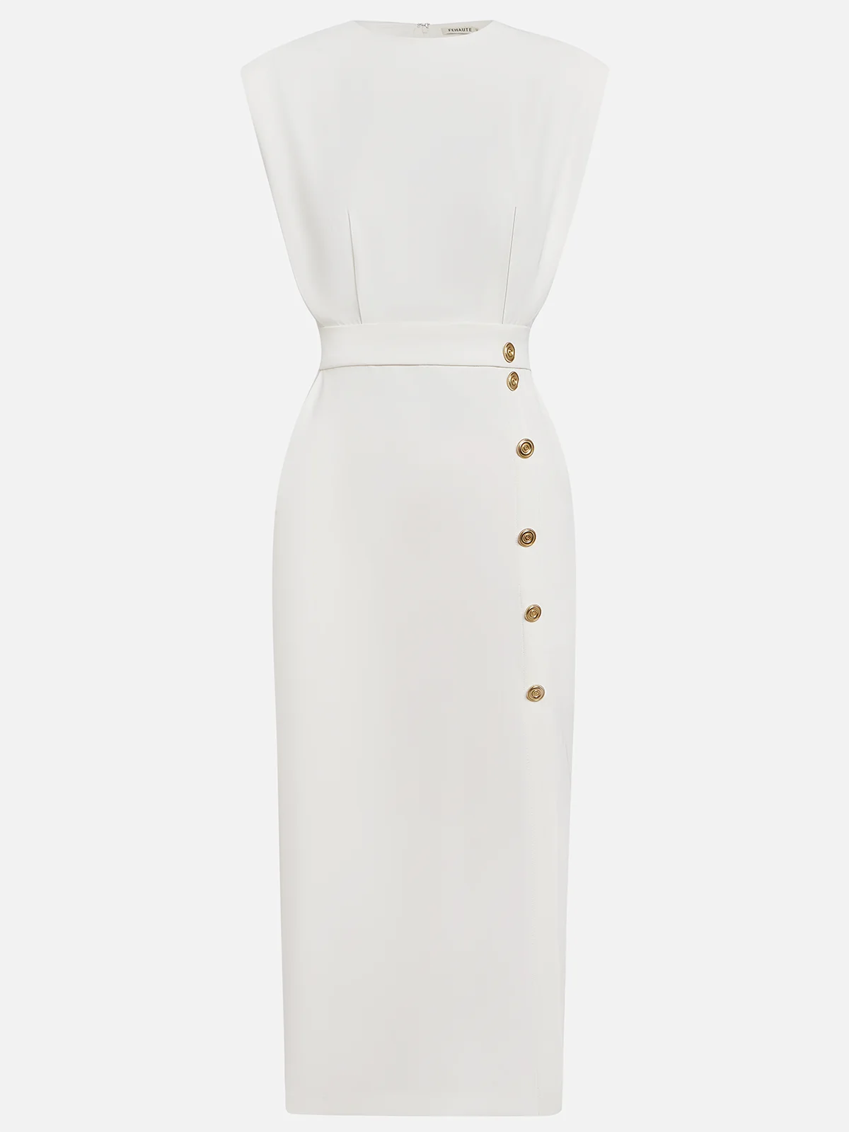 Daria | Women's Sleeveless Round Neck Front Slit Midi Dress