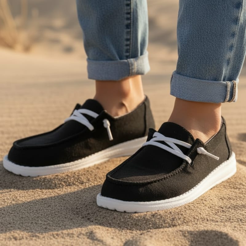 Women’s Lace-Up Round Toe Flat Walking Shoes